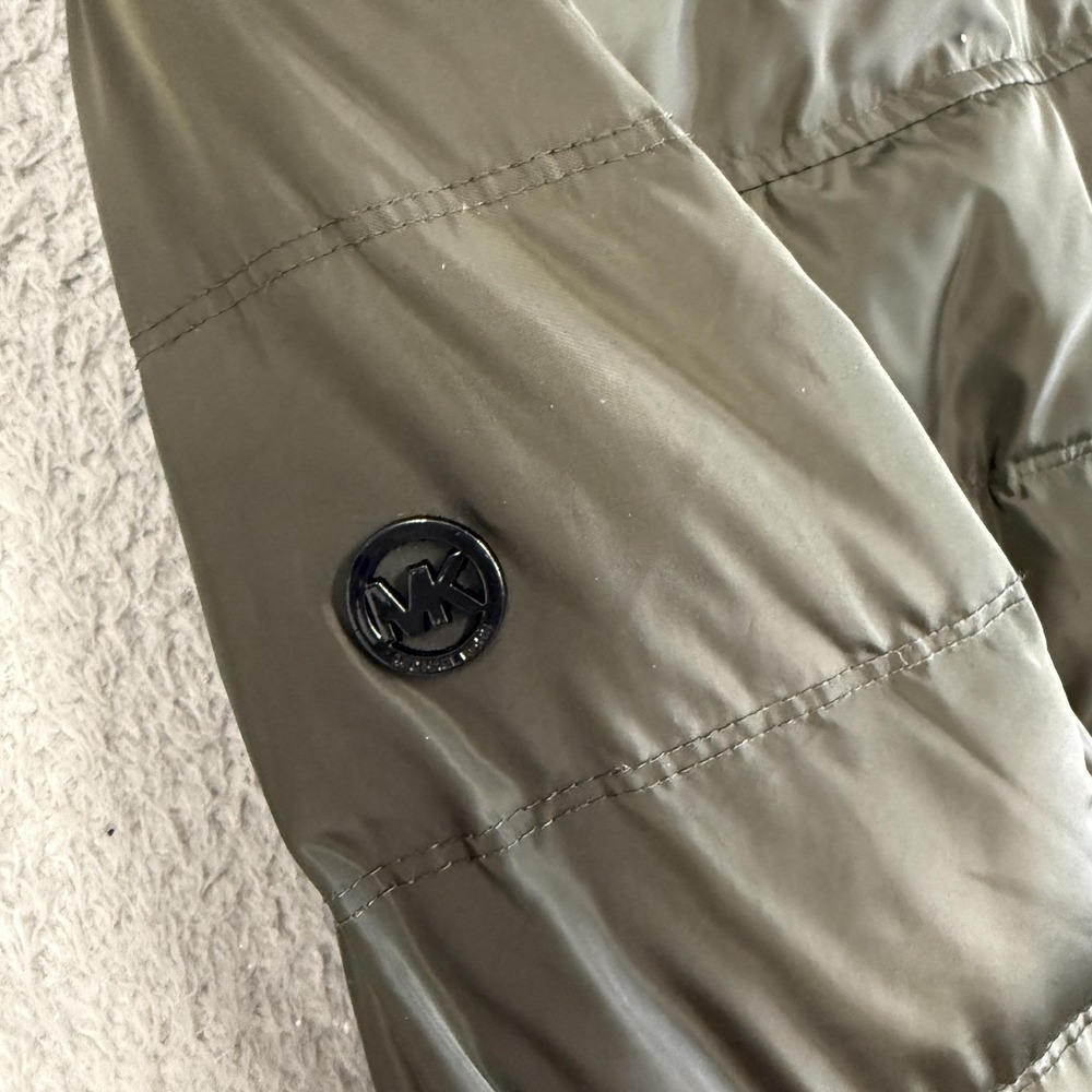 Michael Michael Kors Coat Womens Medium Green Down Puffer Quilted Zip Long‎ - Picture 7 of 16